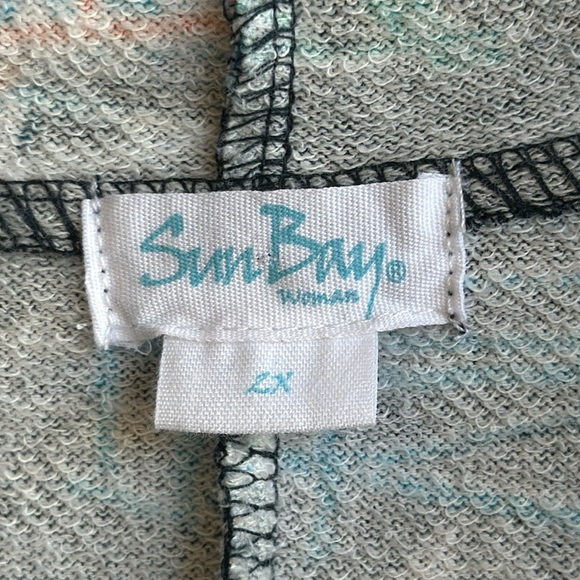Sun Bay navy beach house colorful print zip-up hoodie/beach coverup, size 2X - Picture 8 of 10